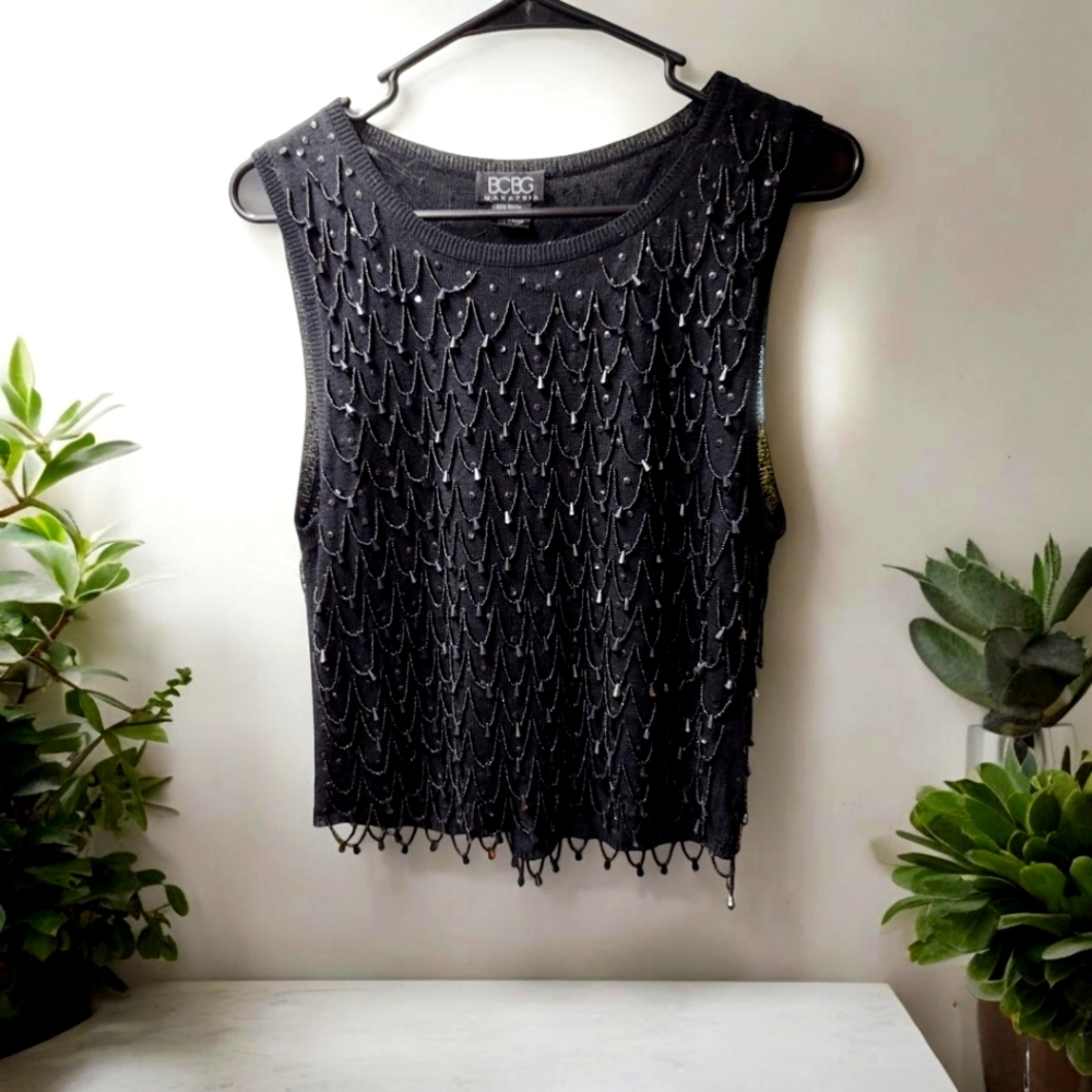 Vintage BCBG Beaded Sweater, L, Runs Small